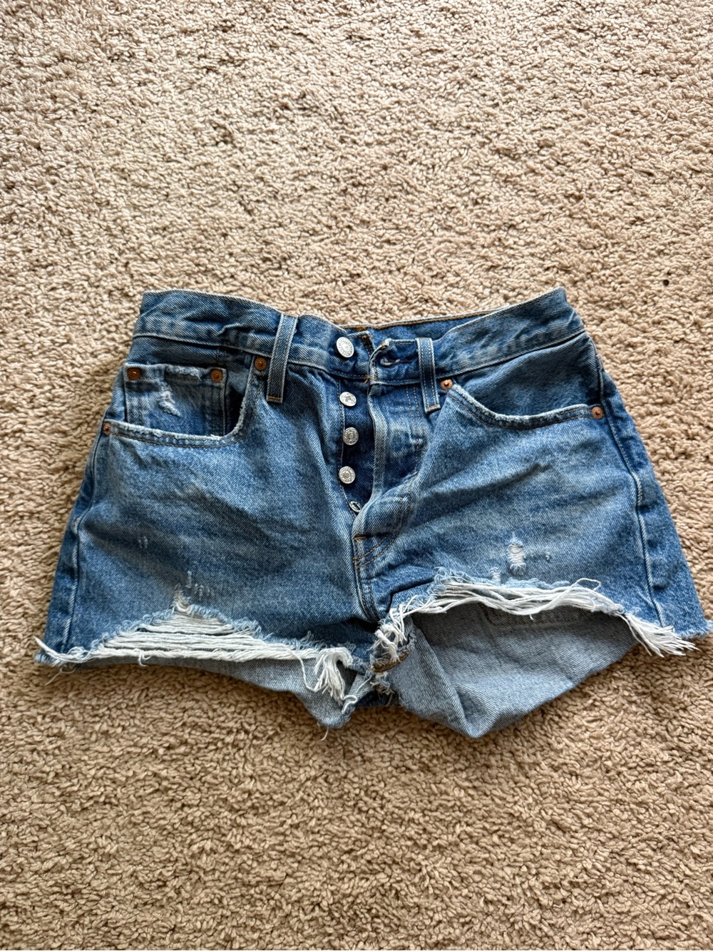 Levi’s 501 Original High Rise Women's Shorts in Dark Blue Denim